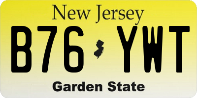 NJ license plate B76YWT