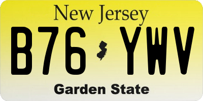 NJ license plate B76YWV