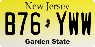 NJ license plate B76YWW