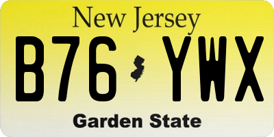 NJ license plate B76YWX
