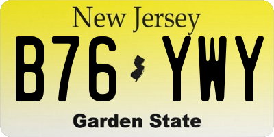 NJ license plate B76YWY