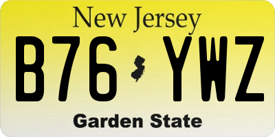 NJ license plate B76YWZ
