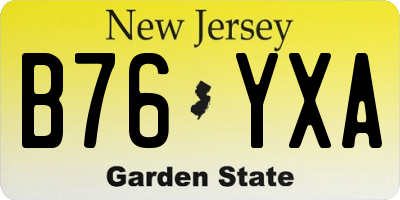 NJ license plate B76YXA