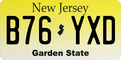 NJ license plate B76YXD