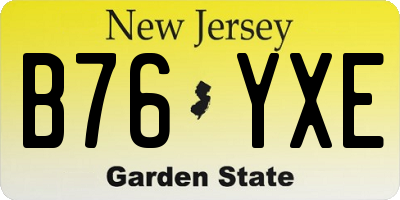 NJ license plate B76YXE