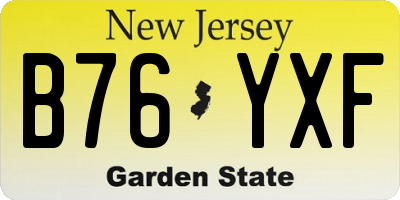 NJ license plate B76YXF