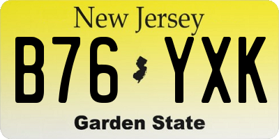 NJ license plate B76YXK