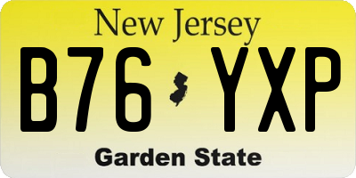 NJ license plate B76YXP