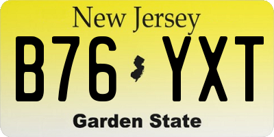 NJ license plate B76YXT