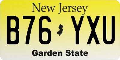 NJ license plate B76YXU