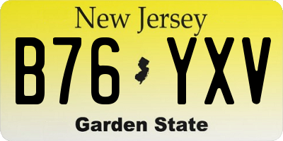NJ license plate B76YXV