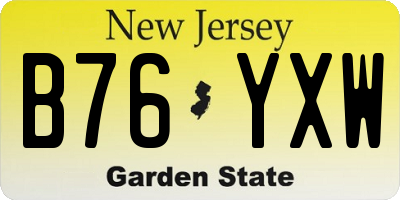 NJ license plate B76YXW