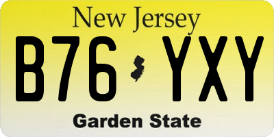 NJ license plate B76YXY