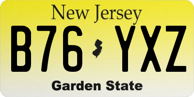 NJ license plate B76YXZ