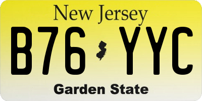NJ license plate B76YYC