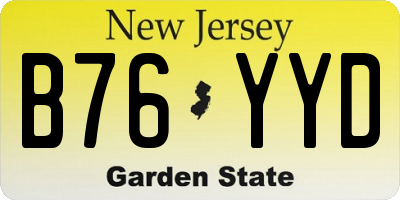 NJ license plate B76YYD
