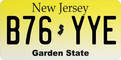 NJ license plate B76YYE