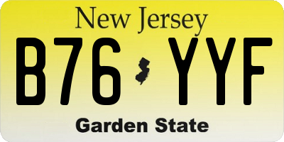 NJ license plate B76YYF