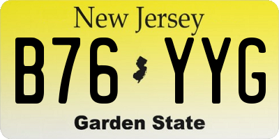 NJ license plate B76YYG