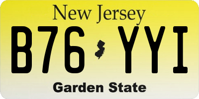 NJ license plate B76YYI