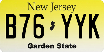 NJ license plate B76YYK