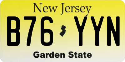 NJ license plate B76YYN