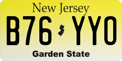 NJ license plate B76YYO