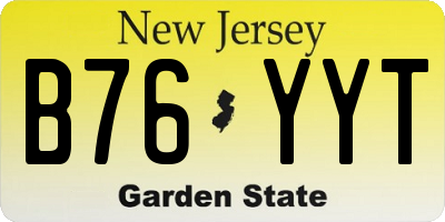 NJ license plate B76YYT