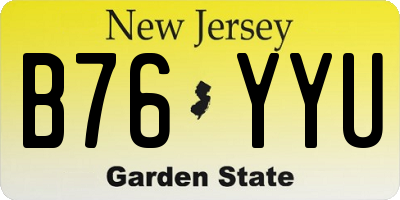 NJ license plate B76YYU