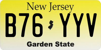 NJ license plate B76YYV