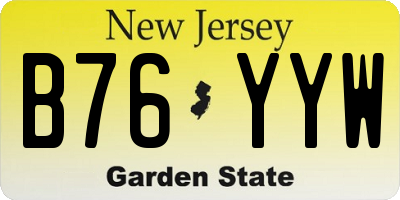 NJ license plate B76YYW