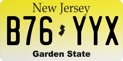 NJ license plate B76YYX