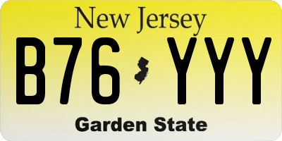 NJ license plate B76YYY
