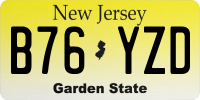 NJ license plate B76YZD