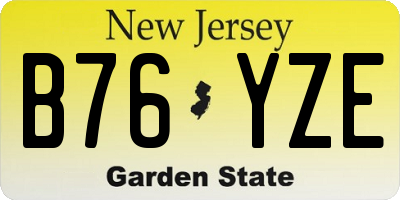 NJ license plate B76YZE
