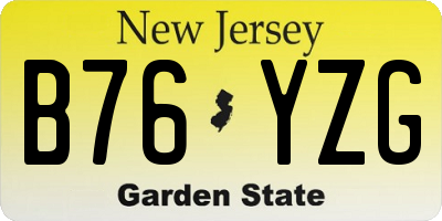 NJ license plate B76YZG