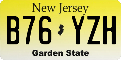 NJ license plate B76YZH