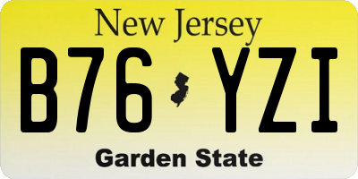 NJ license plate B76YZI