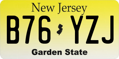 NJ license plate B76YZJ