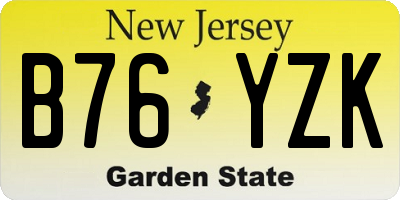NJ license plate B76YZK