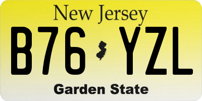 NJ license plate B76YZL