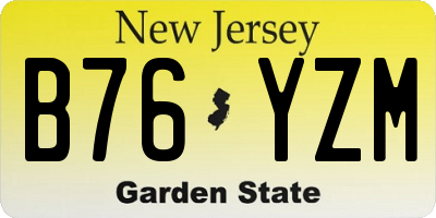 NJ license plate B76YZM