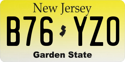 NJ license plate B76YZO