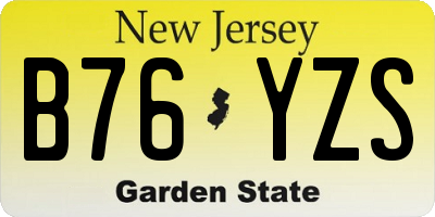 NJ license plate B76YZS