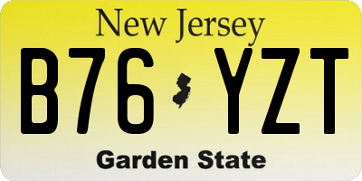 NJ license plate B76YZT