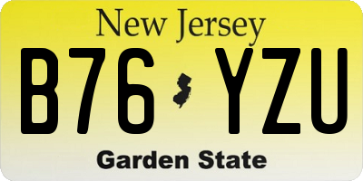 NJ license plate B76YZU