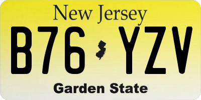NJ license plate B76YZV