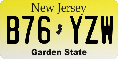 NJ license plate B76YZW