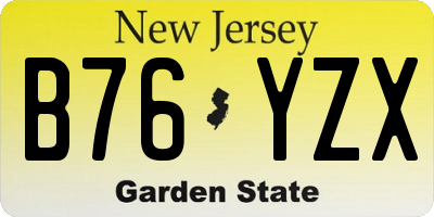 NJ license plate B76YZX