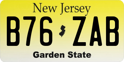 NJ license plate B76ZAB